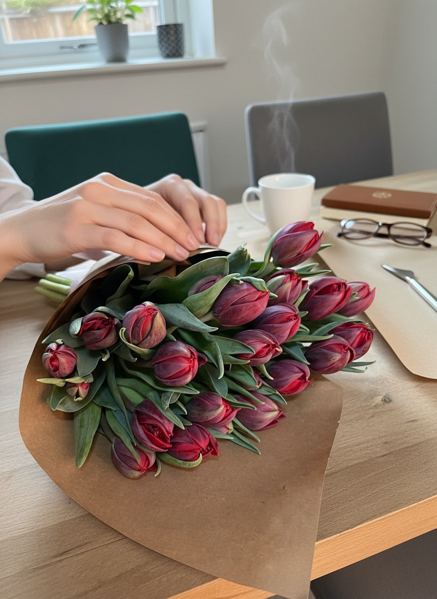 Dark Red Tulipa (20'li Koyu Kırmızı Lale Buketi)