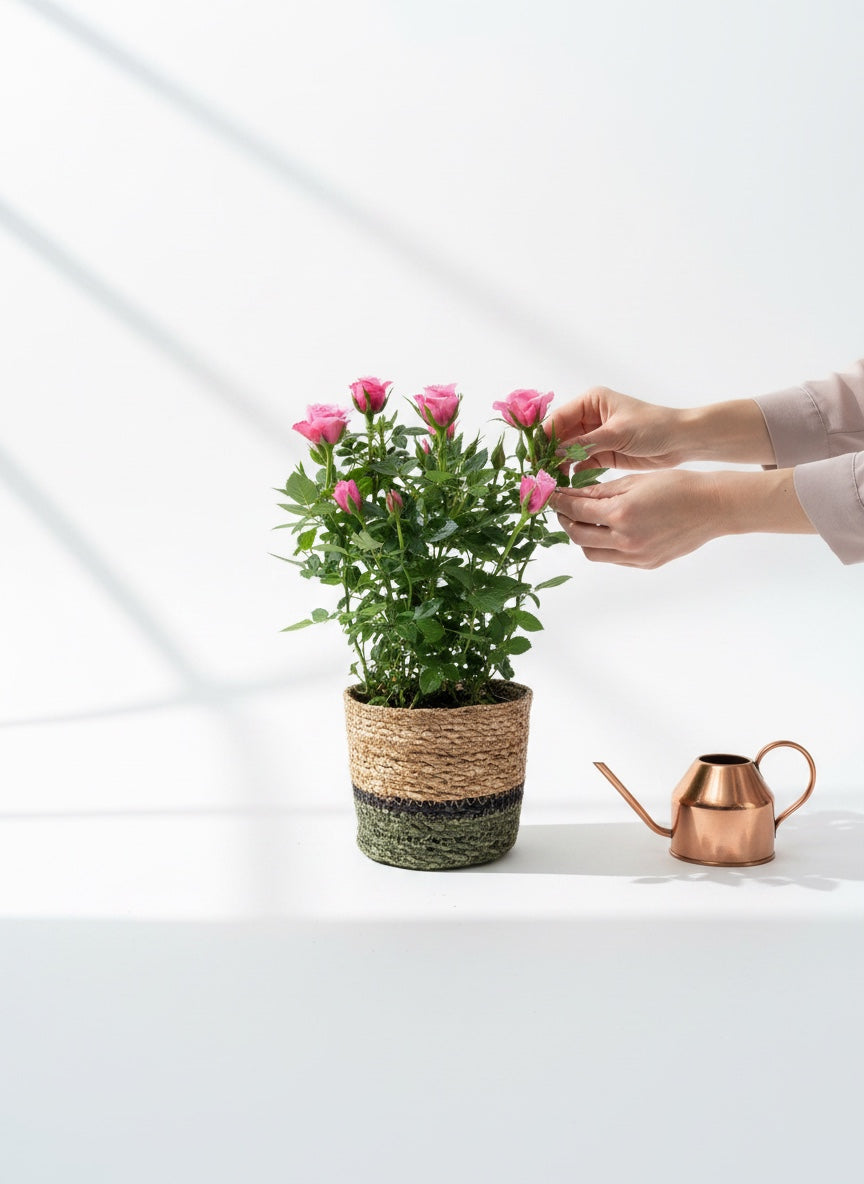 Pembe Gül (Sepet Saksıda Gül)