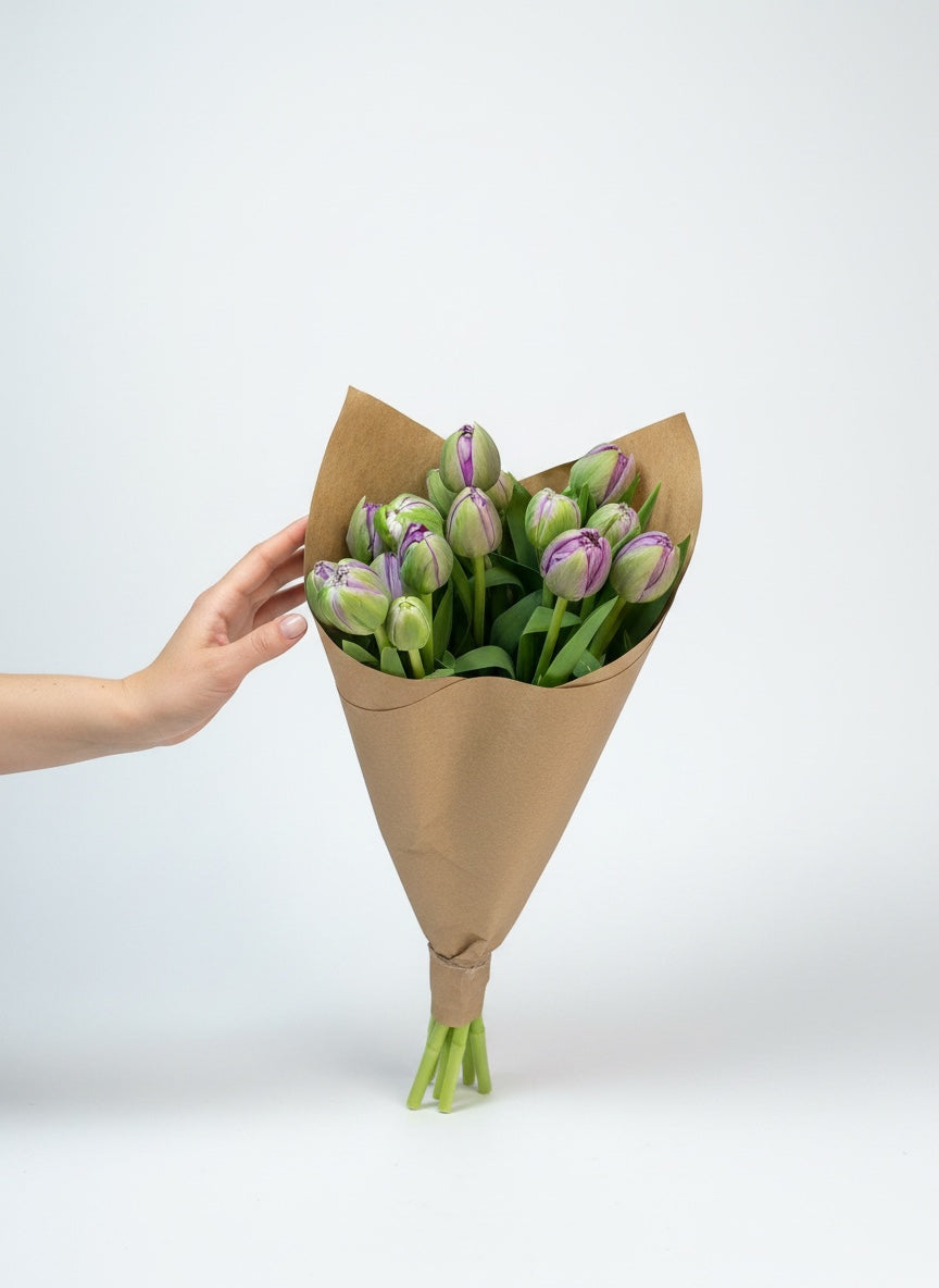 Purple Double Tulipa Buket (20’li mor lale)