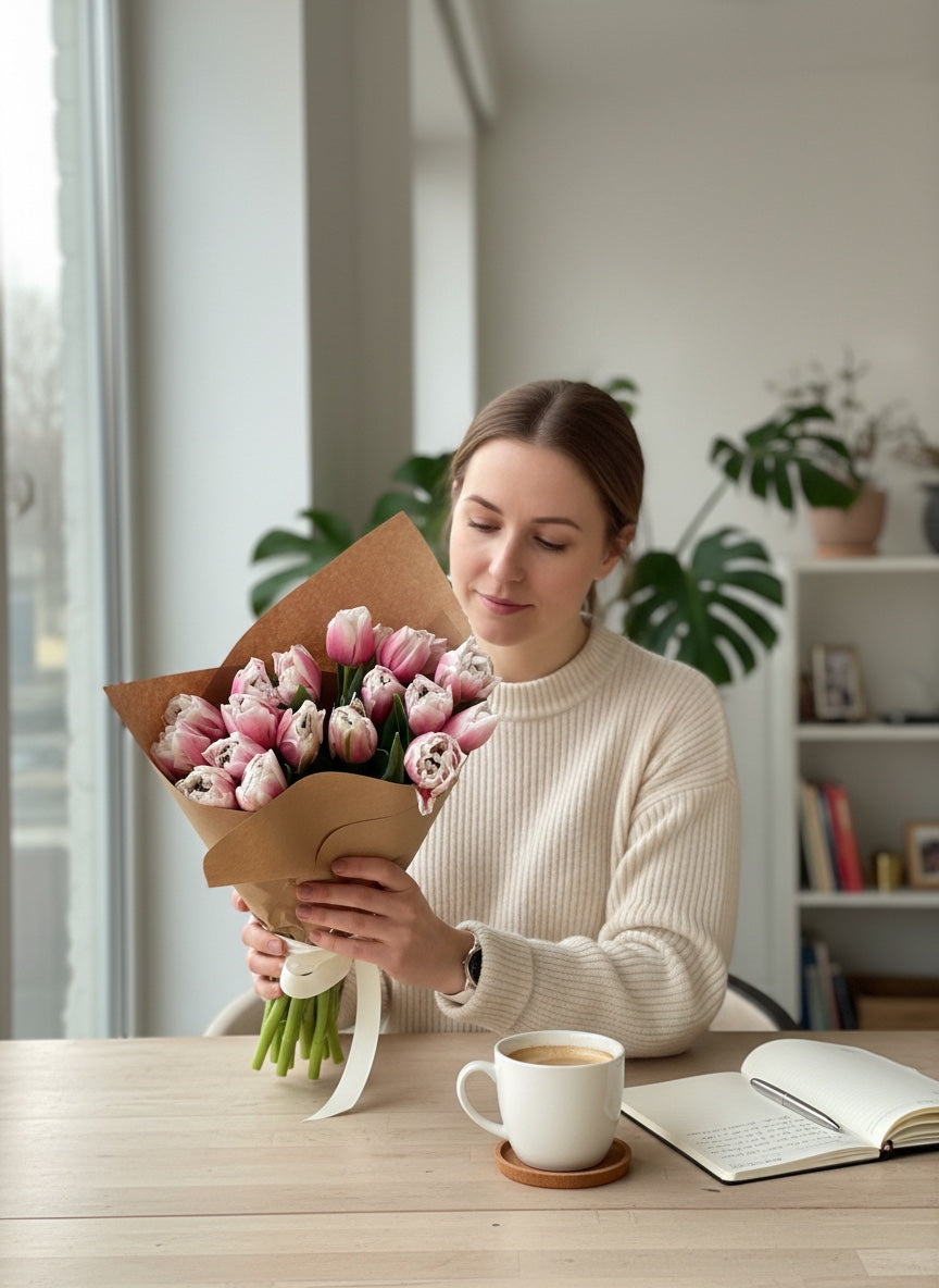 Pembe Beyaz Tulipa (20'li Pembe Lale Buketi)