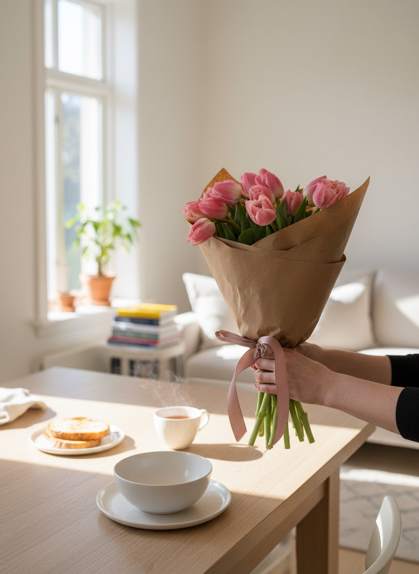 Pembe Fırfırlı Tulipa (20'li Pembe Lale Buketi)