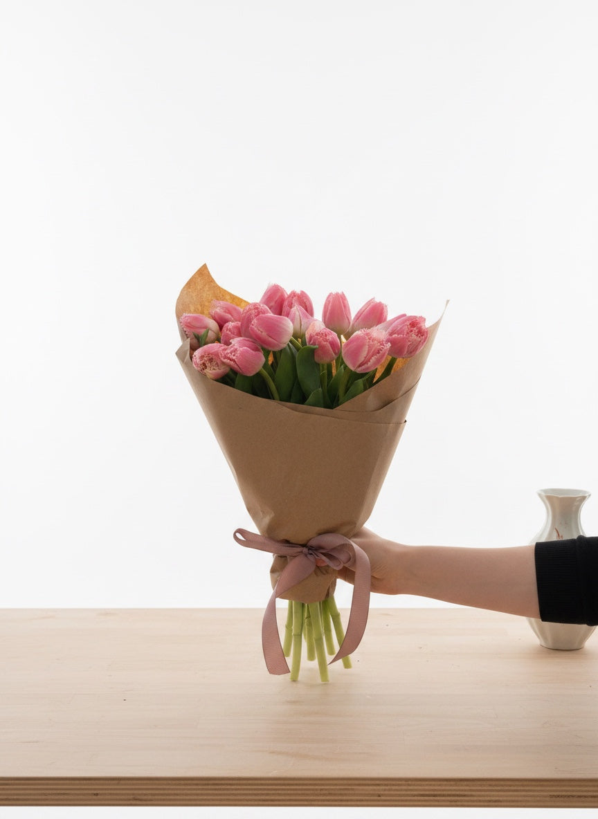 Pembe Fırfırlı Tulipa (20'li Pembe Lale Buketi)
