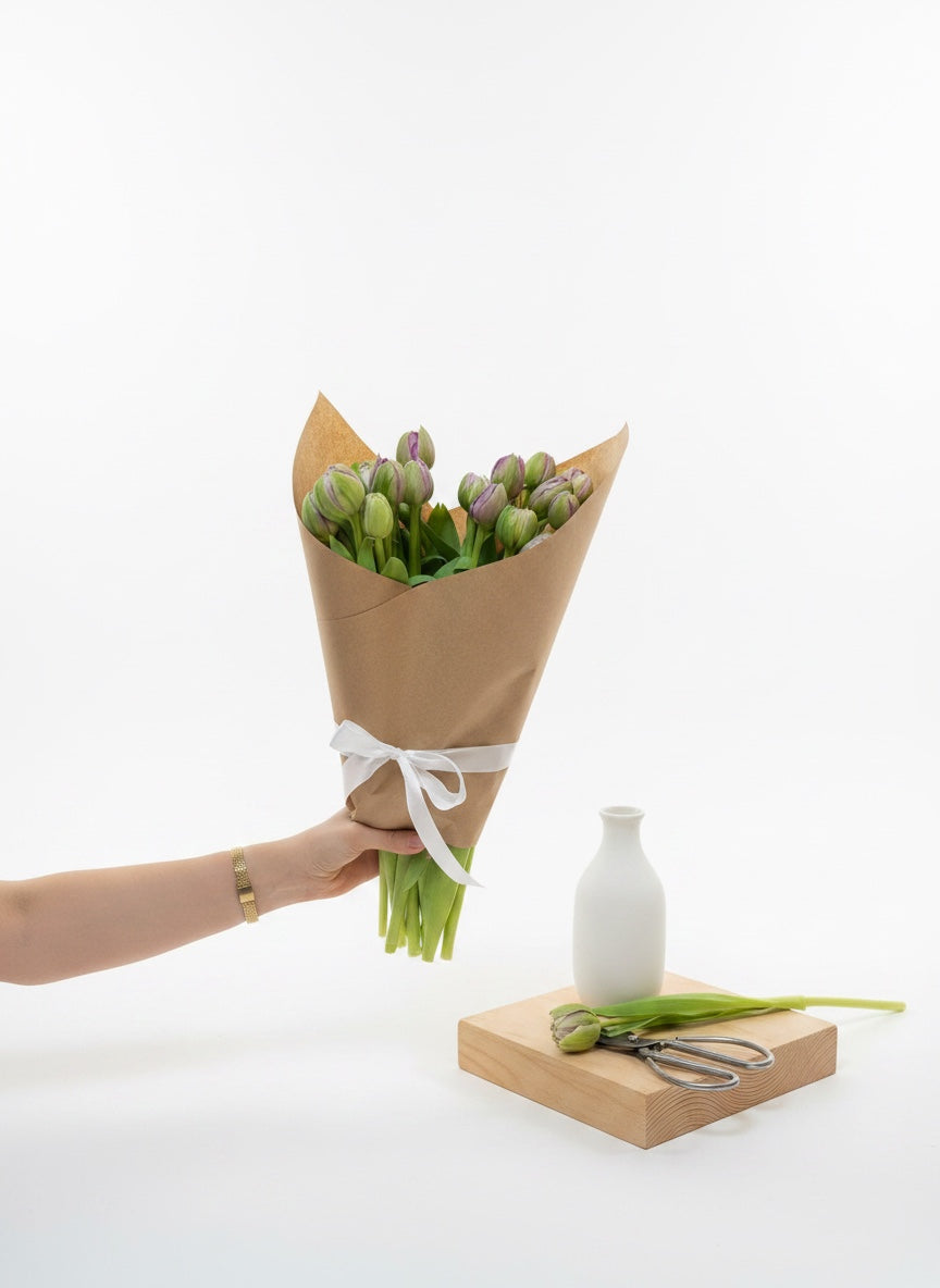 Purple Double Tulipa Buket (20’li mor lale)